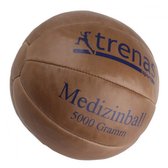 Trenas - Medicijnbal - Medicine bal - Klassische professionele medicijnbal - Leer - 5 kg - Bruin