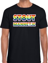 Stout mannetje regenboog gay pride shirt zwart voor heren S