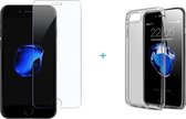 2 Stuks Pack iPhone 7/8 Plus Screenprotector Tempered Glass Glazen Gehard Screen Protector 2.5D 9H (0.3mm) ( Zeer sterk Materiaal) + iPhone 7/8 Plus transparante hoesje