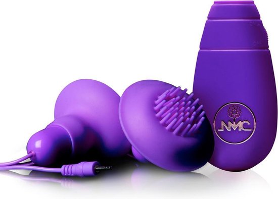 Foto: Nmc tepel en clitoris stimulatie set met vibratie met massage noppen paars