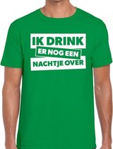 Ik drink er nog een nachtje over tekst t-shirt groen heren - groen heren shirt ik drink er nog een nachtje over XL
