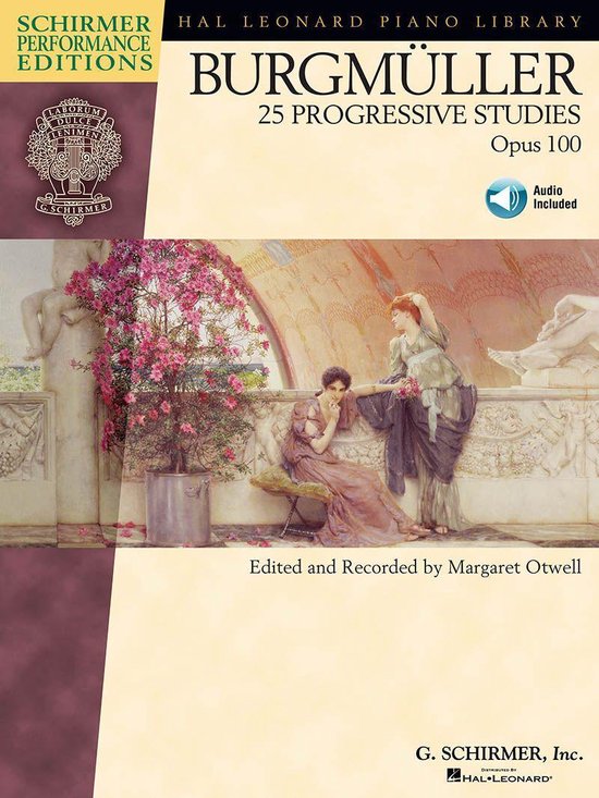 Livre intitulé Burgmüller 25 Progressive Studies, Opus 100. Audio inclus.