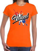 Holland landen t-shirt spetter oranje voor dames - supporter/landen kleding Nederland XS