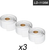 3 rouleaux d'étiquettes compatibles Dymo 11356 pour imprimantes d'étiquettes Dymo LabelWriter et Seiko / 89 mm x 41 mm / 300 étiquettes par rouleau