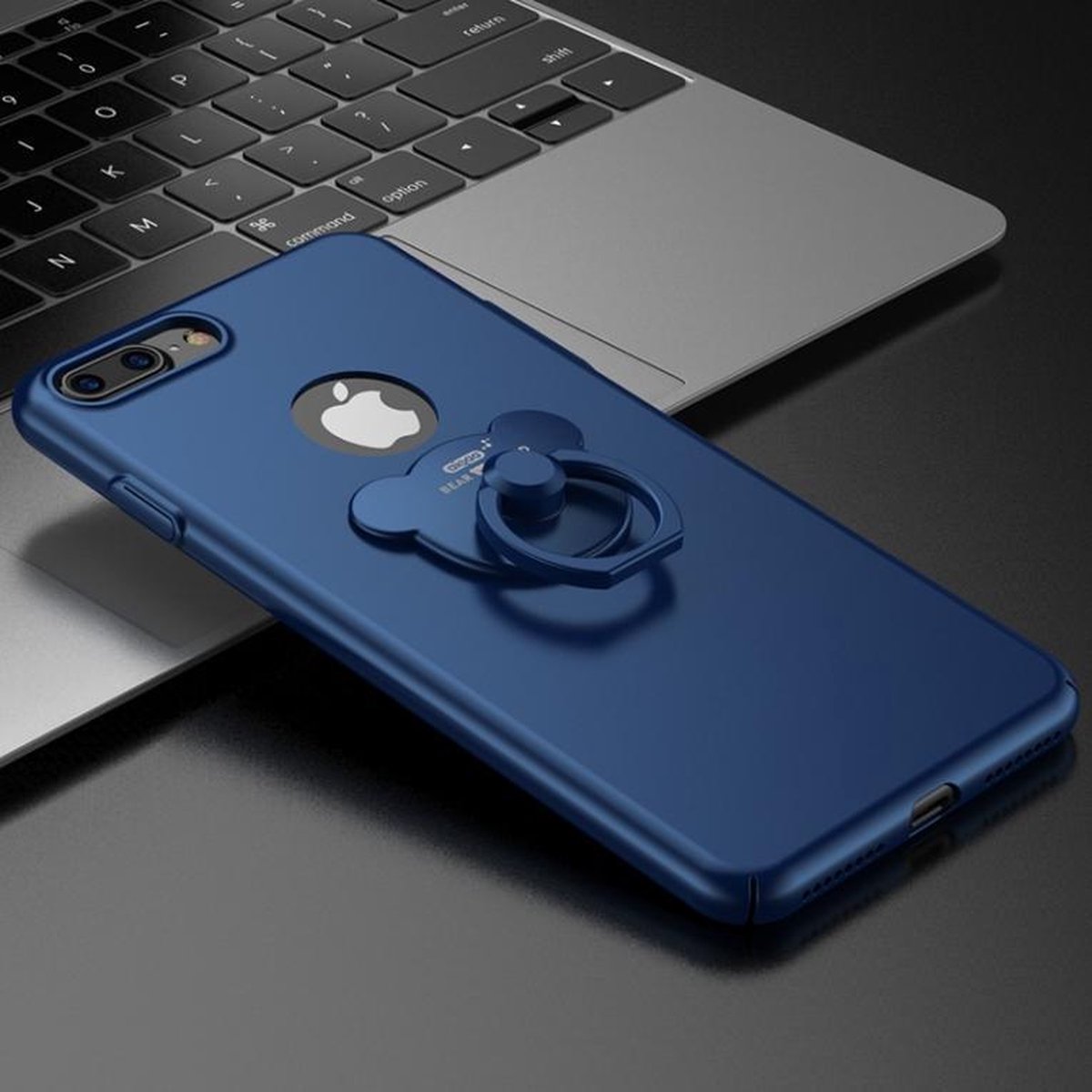 Blauwe Hardcase Hoesje met Ring voor iPhone 7 Plus