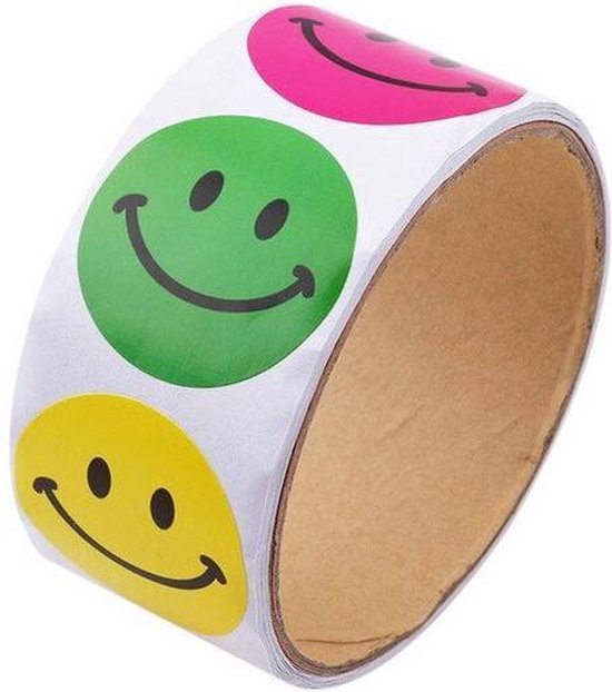 Boos Chirurgie synoniemenlijst 100 stuks gekleurde Smiley stickers op rol | bol.com