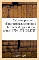 Sciences Sociales- Mémoire Pour Servir d'Instruction Aux Commis À La Recette Du Prest & Droit Annuel 1724-1772