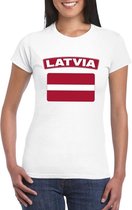 T-shirt met Letlandse vlag wit dames XS