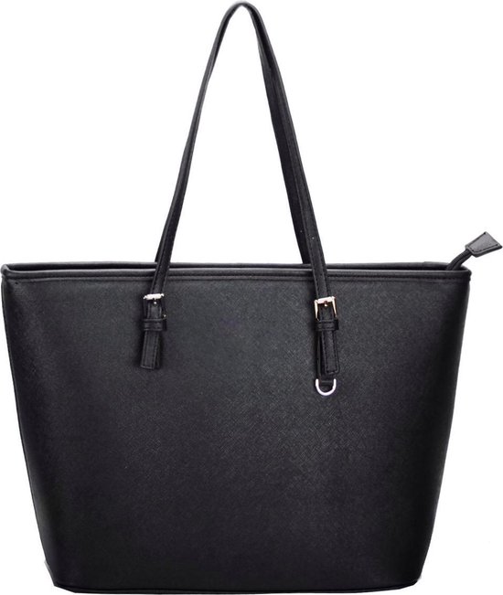 Dames zwarte handtas draagtas schoudertas shopper groot 179011 # | bol.com