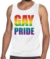 Gay pride tanktop / mouwloos shirt wit voor heren M