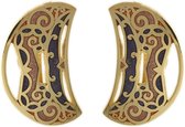 Behave®  Dames Oorclips vintage goud-kleur paars emaille