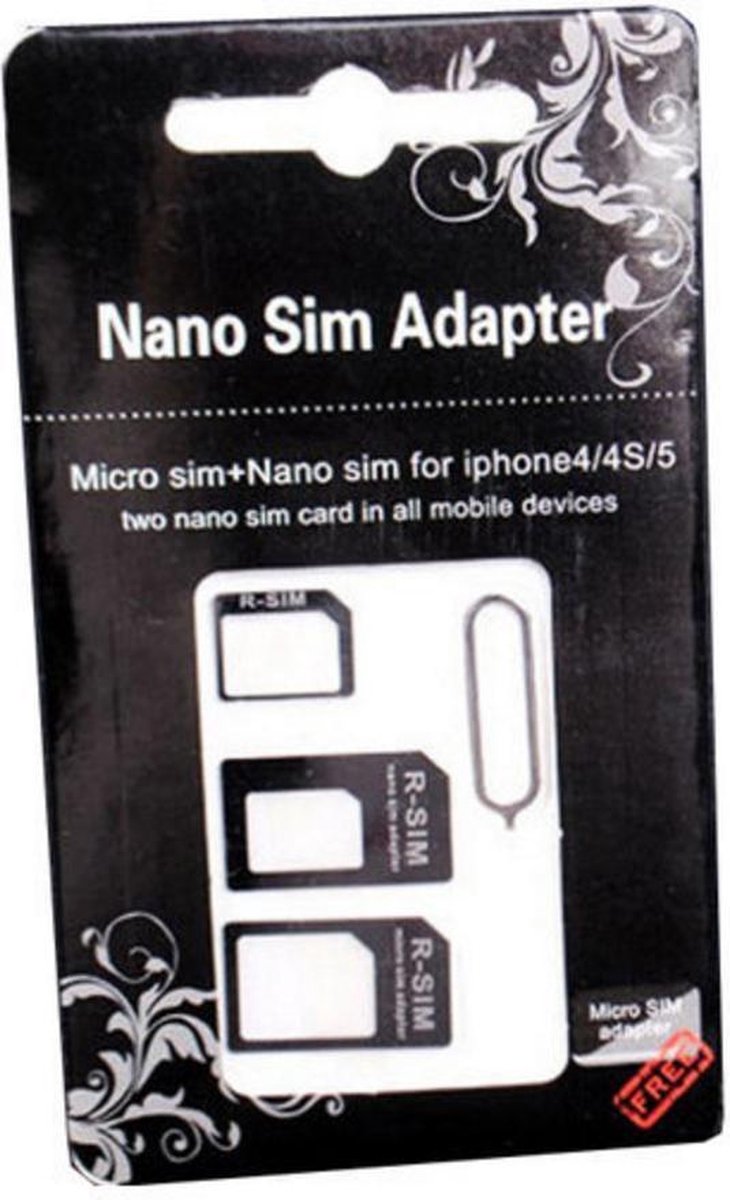 MW Nano en Micro Sim Adapter Set (3 in 1) Zwart - MW