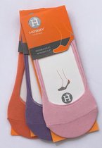 Sneakersokken 3-pack dames oranje/lila/roze 90% katoen