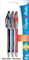 Balpen - Paper Mate Flexgrip Elite - assorti kleuren (1x zwart / 1x blauw / 1x rood)