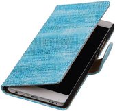 Lizard Bookstyle Wallet Case Hoesjes voor Huawei P9 Plus Turquoise