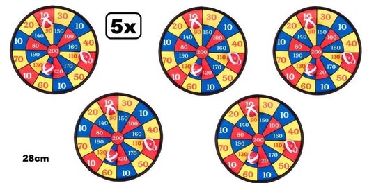 Afbeelding van het spel 5x Dartbord klittenband 28 cm 4-delig
