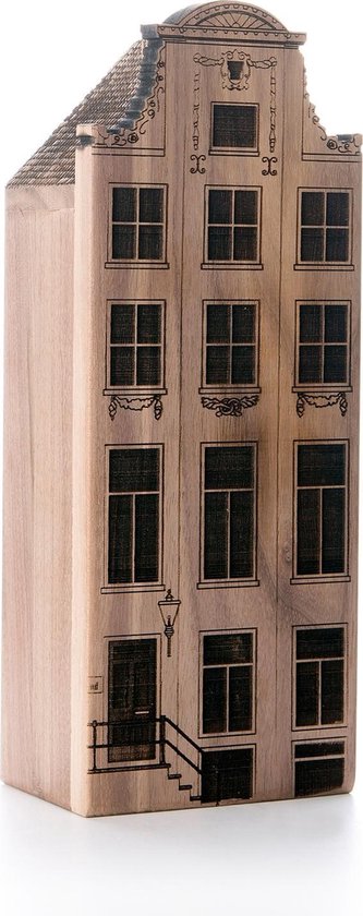 Wooden Amsterdam Amsterdams Grachtenpand - Herengracht 420 - Walnoot - Product Grootte: XL (9.7 x 24.8 x 6 cm)