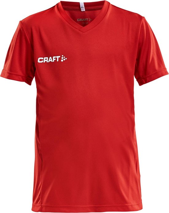 Craft Squad Jersey Solid SS Shirt Junior Sportshirt - Maat 122  - Unisex - rood/wit Maat 122/128