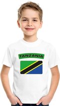 T-shirt met Tanzaniaanse vlag wit kinderen S (122-128)