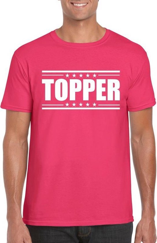 Topper t-shirt fuchsia roze heren S | bol.com