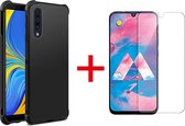 Samsung Galaxy A50 & A30s Hoesje - Anti Shock Hybrid Backcover & Tempered Glass Combi - Zwart