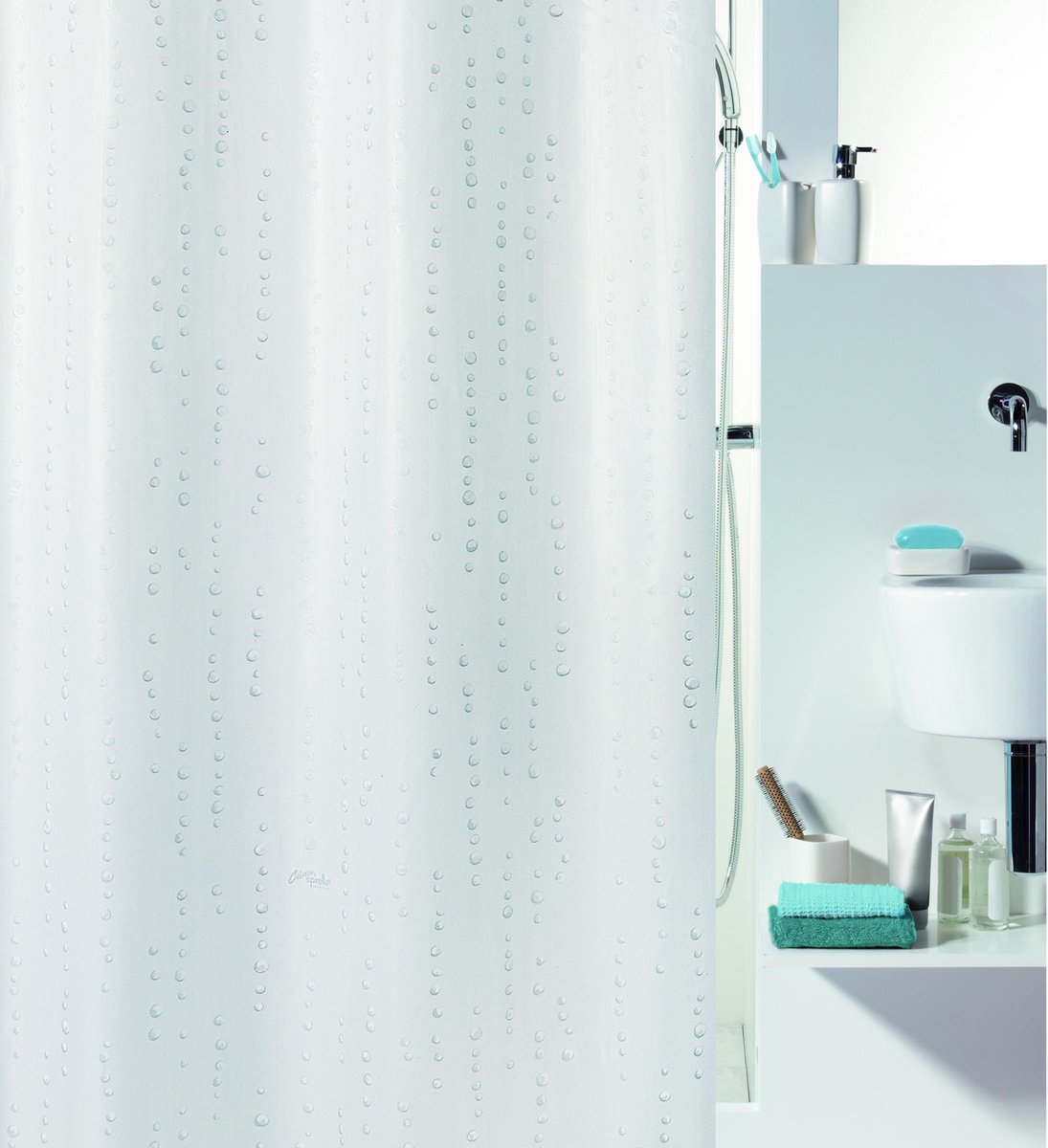 Spirella Douchegordijn Polyester – Anti-Schimmel Douchegordijn – Waterdicht Douchegordijn voor de Badkamer