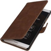 Sony Xperia M4 Aqua Bark Hout Bookstyle Wallet Hoesje Bruin - Cover Case Hoes