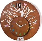 NeXtime Cuckoo Round - Klok - Rond - Hout - �30 cm - Bruin