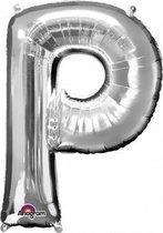 Letter P ballon zilver 86 cm