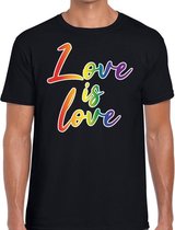 Love is love gay pride t-shirt zwart voor heren XL