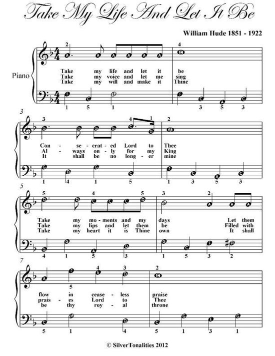 Take My Life and Let It Be Easy Piano Sheet Music (ebook), Silver