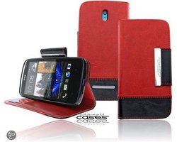 Flex-Line Rood Book Wallet Case Stand Hoesje HTC Desire 500
