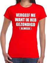 Vergeef me tekst t-shirt rood dames 2XL