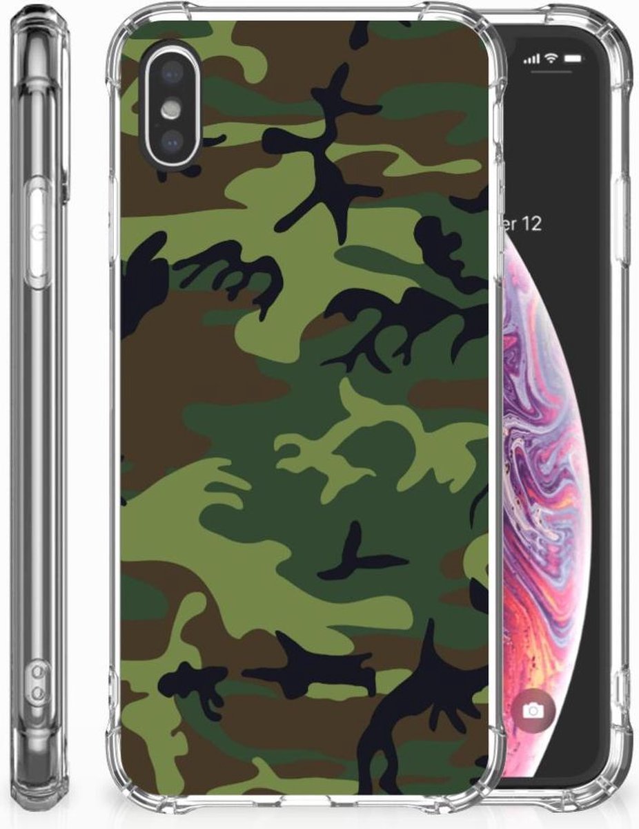 Apple iPhone Xs Max Doorzichtige Silicone Hoesje Army Dark