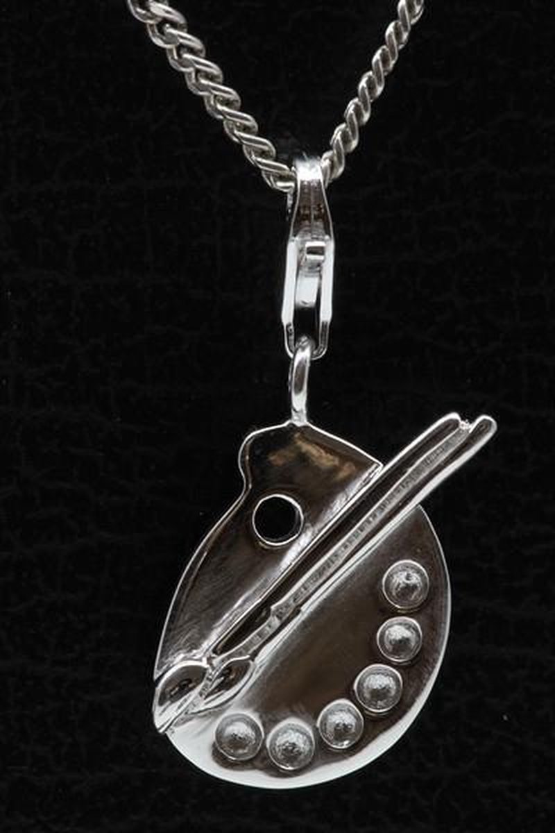 Zilveren Schilderspalet met kwast hanger én bedel - MOOYE ® - Collectie