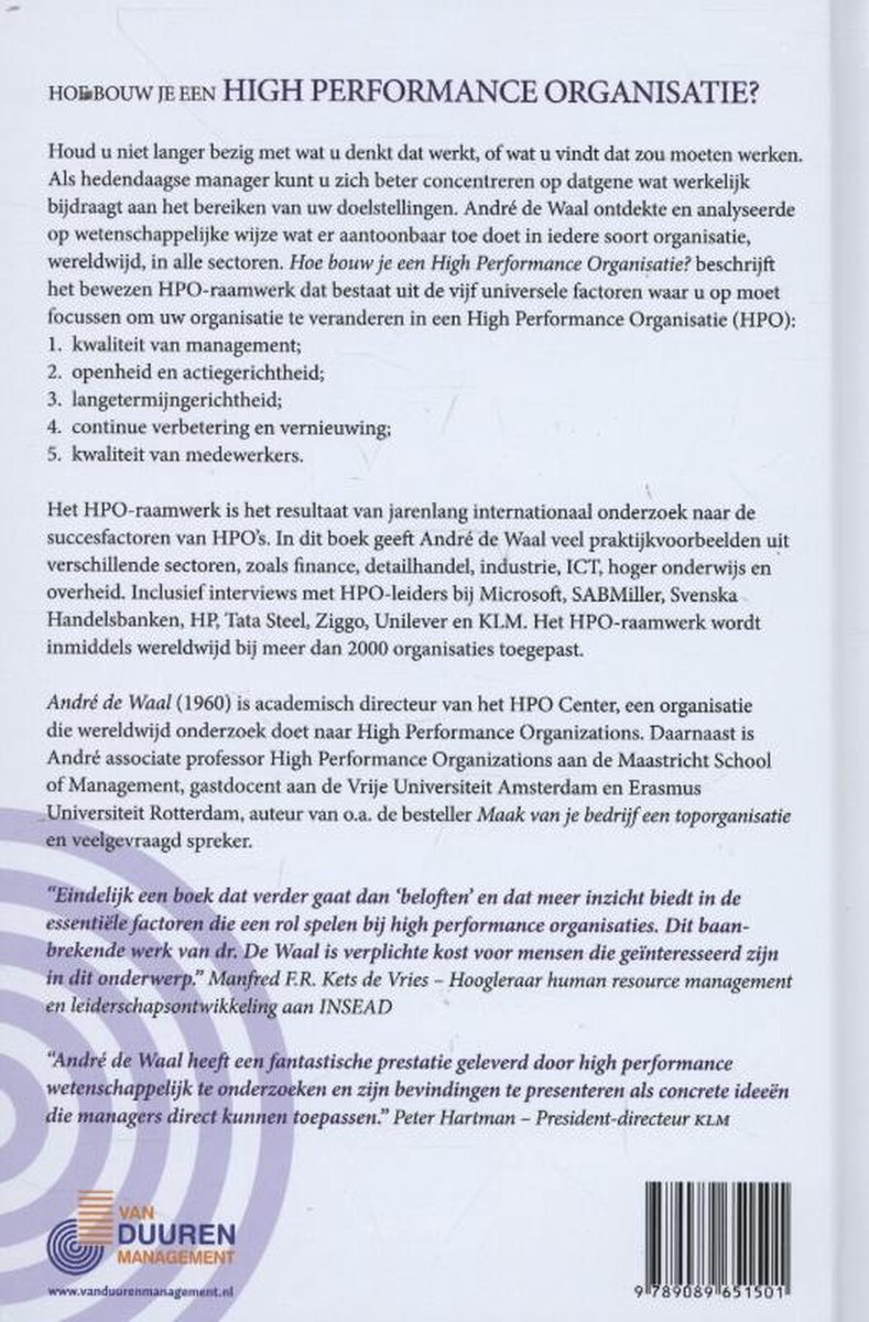 Hoe bouw je een high performance organisatie? - back cover