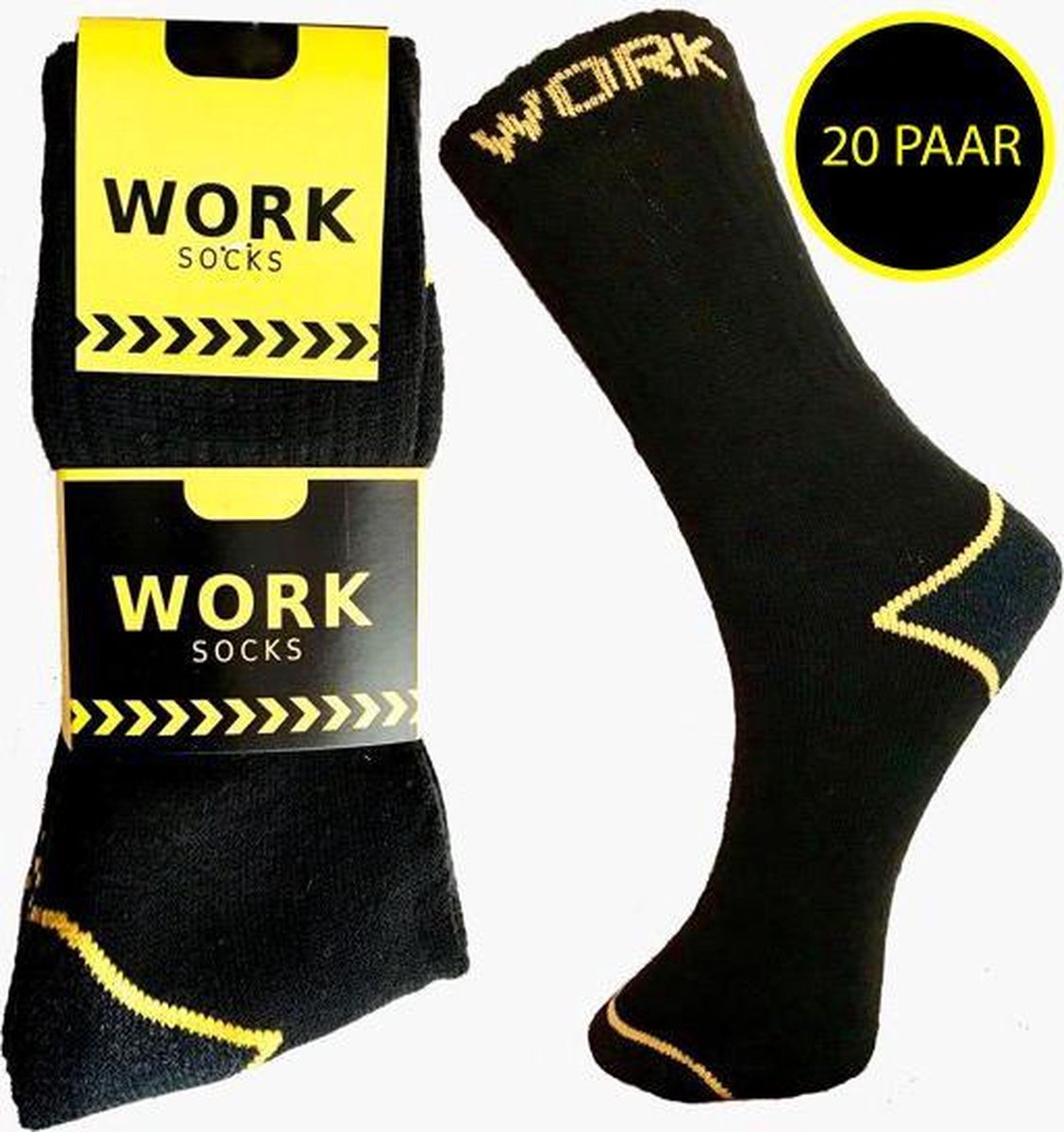 WORK Werksokken - Sokken - Katoen - Zwart - 20 paar