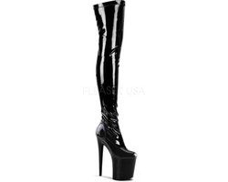 Pleaser - FLAMINGO-3000 Plateau Overknee Laarzen - Paaldans schoenen - 40 Shoes - Zwart