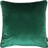 Velvet Piped Kussenhoes | Fluweel - Polyester | 45 x 45 cm | Bies Donkergroen