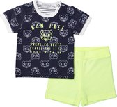 Dirkje Jongens Kledingset - Navy aop + yellow melee - Maat 74
