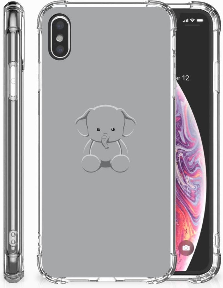 Apple iPhone Xs Max Stevig Bumper Hoesje Grijs Baby Olifant