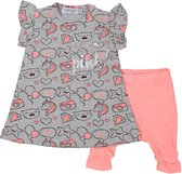 Dirkje Meisjes Kledingset - Dark grey melee + aop + neon pink melee - Maat 68