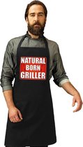 Barbecueschort Natrural born griller zwart heren - Barbecue schort