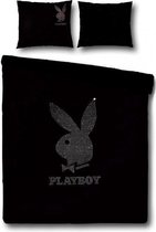 Playboy Strass Silver Dekbedovertrek - Litsjumeaux - 240x200/220 cm - Black