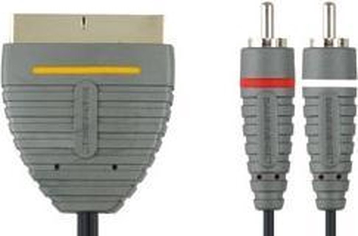 Bandridge BVL5802 video kabel adapter 2 m SCART (21-pin) 2 x RCA Zwart, Grijs