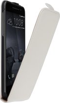 Wit lederen flip case HTC One A9 cover hoesje