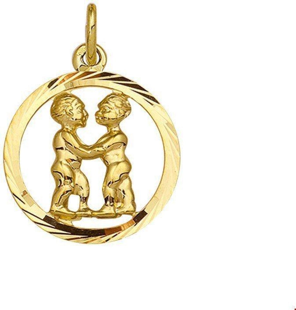 Geelgouden Bedel sterrenbeeld tweeling gediamanteerd  4005679