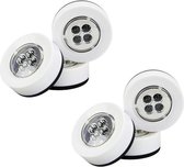 Premium Witte Zelfklevende Druklampen Set LED - 6 Stuks | Werkt Zonder Stopcontact | 4 x LED per Mini Spot Lamp | Push Light | Druk Lamp | Licht voor Voorraadkasten | Tenten | Auto