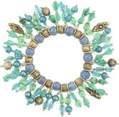 Behave Dames bohemian vintage armband blauw 21 cm