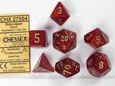 Chessex Glitter Ruby/gold Polydice Dobbelsteen Set (7 stuks)